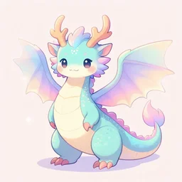 full body digital illustration of an cute pastel fantasy dragon, concept art, matte background, deviantArt, artstation