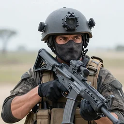 detailed portrait photo of PMC operator 85mm blackwater male