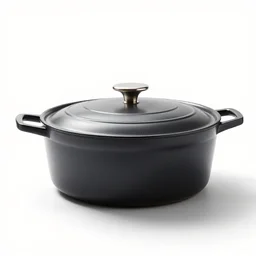 sleek dutch oven, photorealistic, isolated on a pure white background, centered, entire object in frame, sharp focus, soft studio lighting