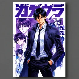 professionally drawn seinen mature violent cyberpunk detective horror action manga comic cover, full color, beautifully drawn coherent professional, drawn by ilya kuvshinov!, satoshi kon, kentaro miura, dave mckean, tsutomu nihei. japanese script kanji hiragana on the cover. minimalist stylized cover art. purple blue vibrant cel shaded