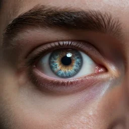 extreme close up of a man's face with dimensional vortex eyeballs. photorealistic, cinematic, dramatic lighting, intricate details