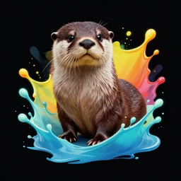 regal otter splash art graphic design color splash high contrasting art, fantasy, highly detailed, art by greg rutkowski