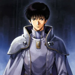 a portrait of a scifi technopriest by yoshitaka amano