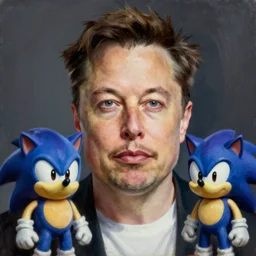 portrait of elon musk with a moustache as doctor eggman from sonic, realistic oil painting