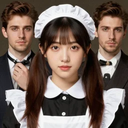symmetric beautiful face, orientalism portrait of a cute young woman with twin tails in maid uniform by Edwin Longsden Long and Theodore Ralli and Nasreddine Dinet and Adam Styk masterful intricate artwork