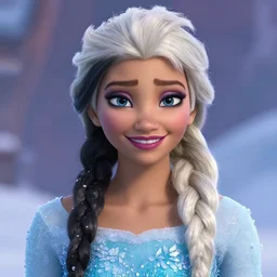 an African-American woman, Elsa from Frozen