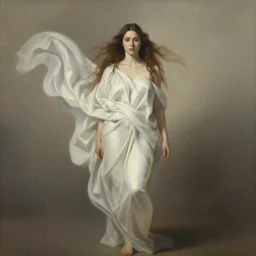 portrait art by Craig Mullins of woman with flowing drapery