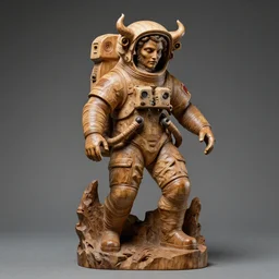 astronaut carved from wood in baroque style, studio light, demonic, maria panfilova, andrea savchenko, mike kime, ludovic plouffe, qi sheng luo, oliver cook, trending on artstation