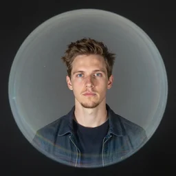 a portrait of an imaginary reality Overlapping spherically in the real world like a holographic image by Jordan Grimmer, Ross Tran