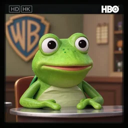 pepe frog in the frame of a cult film, high quality, hd, 4 k, warner, hbo, cinema frame, screenshot