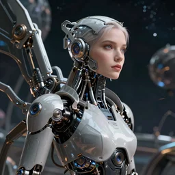 wanderer, beautiful female android!, intricate detailed environment, photorealistic!, octane render, mechanical, concept art, cinematic lighting, digital art, interstellar, hyper realism, sharp, cyberpunk 2 0 7 7, 8 k. by angus mckie, moebius, maciej kuciara, stanley lau, artgerm