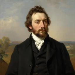 50mm portrait of d'Annunzio, in the style of the Hudson River School