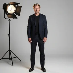 the long portrait photo of mads mikkelsen using top light fresnel, still from the photo shoot by andrzej dragan with art direction by beksinski