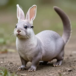 bipedal albino otter stoat hybrid with rabbit ears and a big tail