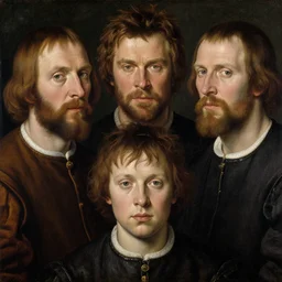 portrait of the son of chris hemsworth willem dafoe steve buscemi, dane dehaan, oil painting by jan van eyck, northern renaissance art, oil on canvas, wet - on - wet technique, realistic, expressive emotions, intricate textures, illusionistic detail