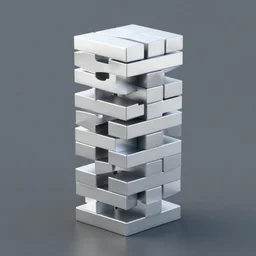 rectangle jenga stacked for all direction, contemporary art, simple, silver steel, trending on behance, keyshot 1 1