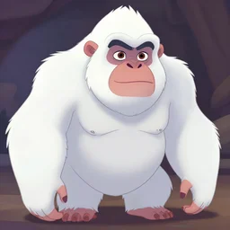 digital art of the yeti, a white snow primate, in style of disney animation, expressive face, detailed face, detailed eyes, full body, feminine face, tracer overwatch, disney, pixar