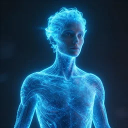 still frame from blockbuster movie showcasing groundbreaking cgi a character made of blue cherenkov radiation
