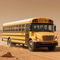 school bus driving on mars, digital art, 8k