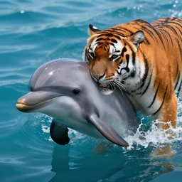 hyper realistic photograph of a dolphin tiger hybrid, 8k,