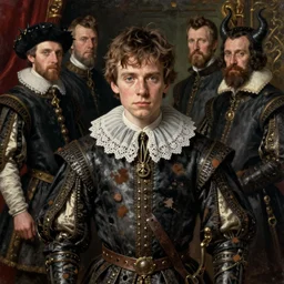young rowan atkinson as edmund blackadder in blackadder. black beard and lace collar. medieval dirty and grimy noble. historic royal portrait from the elizabethan era. oil painting, highly detailed, centered, digital painting, artstation, concept art, smooth, sharp focus, illustration, artgerm, tomasz alen kopera, peter mohrbacher, donato giancola, joseph christian leyendecker, zdzisław beksinski, drew struzan, hell demons