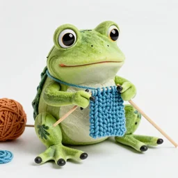 Pepe the frog knitted from yarn