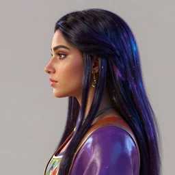side - profile painted portrait, maya ali as a sorcerer, specular highlights, smooth, tarot, fantastically gaudy colors, octane render, matte painting concept art, official fanart behance hd artstation by jesper ejsing, by rhads and makoto shinkai and lois van baarle and ilya kuvshinov and rossdraws