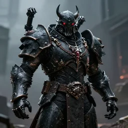 reds eyes, all black armor, helghast soldier, kerberos panzer cop hybrid, in a still of illang the wolf brigade ( 2 0 1 8 ) film, vfx, post processed