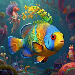 A psychedelic portrait of parrotfish djinn , vibrant color scheme, highly detailed, in the style of romanticism, cinematic, artstation, Moebius, Greg rutkowski futurism, no blur, 4k resolution, sharp ages, ultra detailed, style of John Berkey, Norman Rockwell, Hans Thoma, Ivan Shishkin, Tyler Edlin, Thomas Kinkad