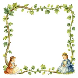 fauna vines border game asset vector art, smooth style, illustrated by peggy fortnum and beatrix potter and sir john tenniel