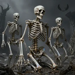 hyper realistic prismatic death twisted skeletons greyscale