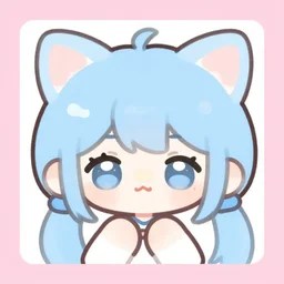 illustration, k - art, chibi characters, with border, cat ears, pastel, kawaii, human