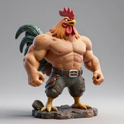 a portrait of powerful muscular rooster rock statue in shape of creative man, studio light, hasselblad photo, 8 k resolution, octane render, character design, digital art