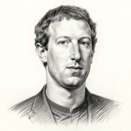 mark zuckerberg, detailed pencil sketch