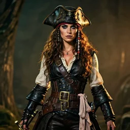 elven female pirate, 4 k, ultra realistic, dramaitc lighting, illuminated, cinematic