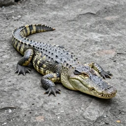 a crocodile made of rocks