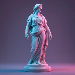 renaissance statue digital art, neon light, 3 d render