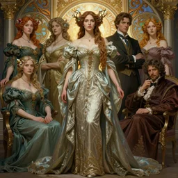 sargent and leyendecker and greg hildebrandt highly detailed portrait of a woman with long hair, wearing a fantasy fantastic and unreal gown, stephen bliss, unreal engine, by greg rutkowski, loish, ferdinand knab, ilya kuvshinov, rossdraws, tom bagshaw, alphonse mucha, global illumination, radiant light, detailed and intricate environment