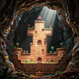 tile based platformer level in a cave, style of spelunky