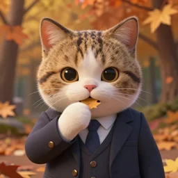 very beautiful portrait of an extremely cute and adorable cat weating suit, smooth, perfect face, fantasy, character design by mark ryden and pixar and hayao miyazaki, sharp focus, concept art, harvest fall vibrancy, intricate detail, cinematic lighting, hyperrealistic, 3 5 mm, diorama macro photography, 8 k, 4 k