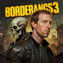 borderlands 3 !!! mark zuckerberg! cell shaded! scary head portrait of mark zuckerberg!  with side face skeleton terminator as Borderlands 3 concept art, llustration, postapocalyptic grunge, concept art by Laurie Greasley, highly detailed, sharp focus,alien, HQ, 4K ,art by Laurie Greasley