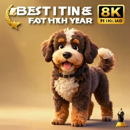 a bernedoodle going super saiyan, studio ghibli lighting, very cute, art of the year, best art award, 8 k