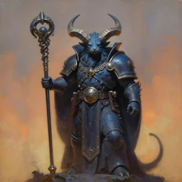 painting of great seer skaven holding a staff, prophet of the great horned rat, rat person has cat ears, vermintide, zdzislaw beksinski, lewis jones, dariusz zawadzki, wayne barlow, warhammer, great horned rat, cold hue's, warm tone gradient background, concept art