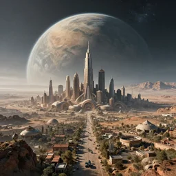 amazing landscape photo of an alien city on a unknown planet