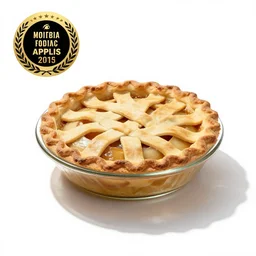 glass apple pie, commercial catalog photo, isolated on a pure white background, centered, entire object in frame, sharp focus, soft studio lighting