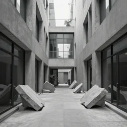 a blind alley in a modern building with some obstacles, trending on artstation