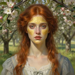 symmetry!! portrait of young woman cursed with ever - increasing intelligence beauty and virtue, slice - of - life in apple orchard, realism, golden ratio facial proportions!! intricate, elegant, highly detailed, digital painting, artstation, concept art, smooth, sharp focus, illustration, art by artgerm and greg rutkowski and alphonse mucha