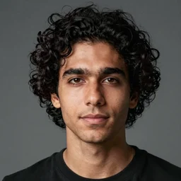 European man photograph, black curly hair, 38 years old, good looking , intelligent