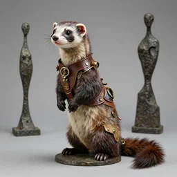 photograph of a steampunk ferret, created by louise bourgeois, louise nevelson, alberto giacometti