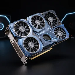 product photo of triple wide extra long gtx rtx 4 0 9 0 nvidia gpu graphics card dramatic black background neon lighting gamer hardware